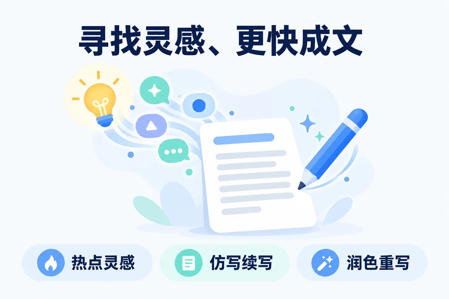 公众号 AI 创作：寻找灵感、更快成文，支持热点灵感、仿写续写与润色重写